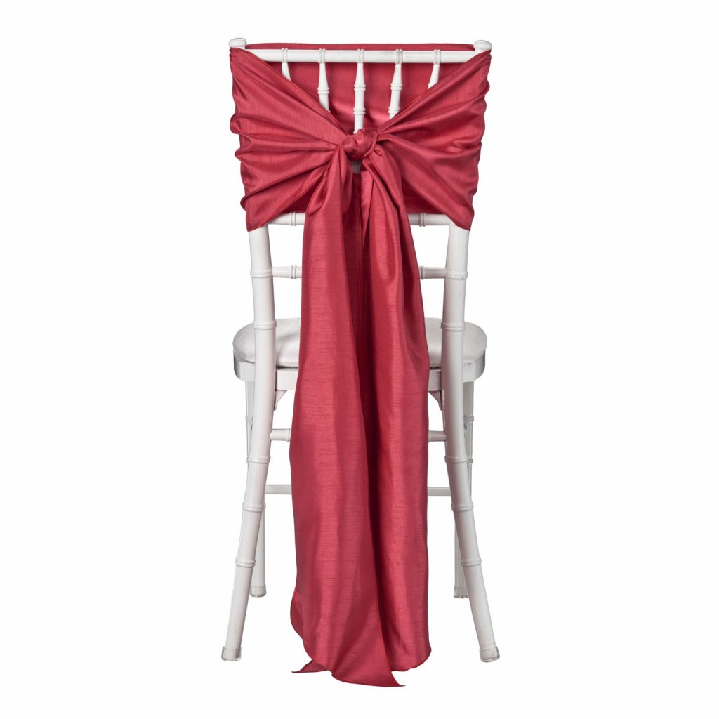 Shantung Poppy Chair Tie Linen Rentals Wedding Table Linen Runners