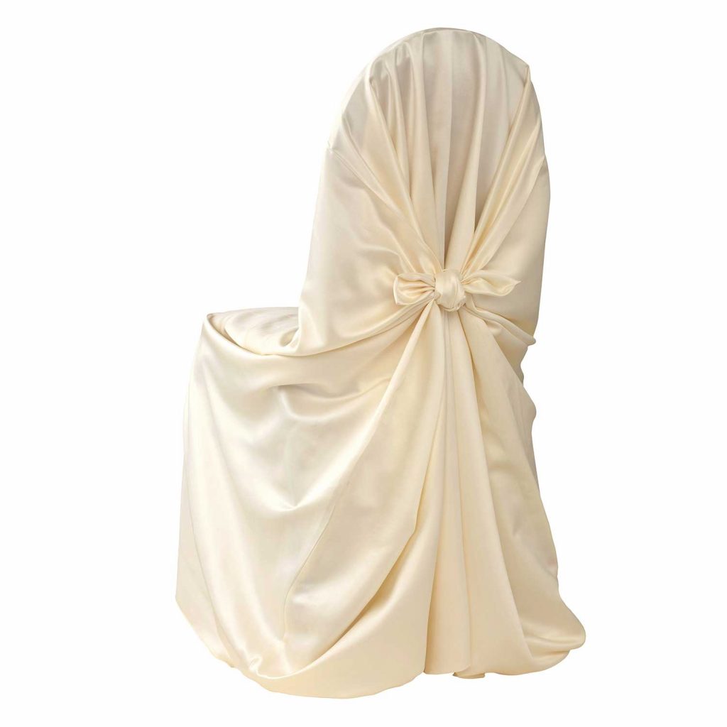 Lamour Ivory Wrap Around Chair Cover - Linen Rentals | Wedding Table ...