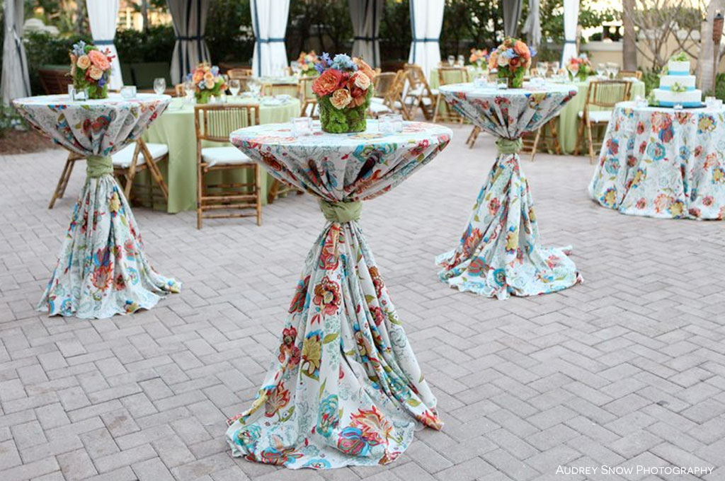 renting table linens based on size and height of event tables
