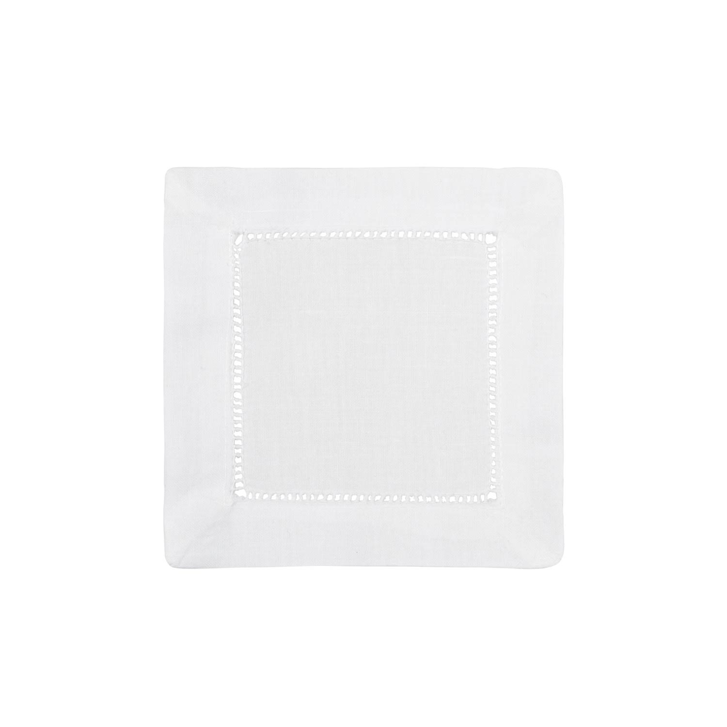 80-Pack White Linen Cocktail Napkins 6x6" - Hemstitch Cloth Napkins For Wedding, Party & Bar Use