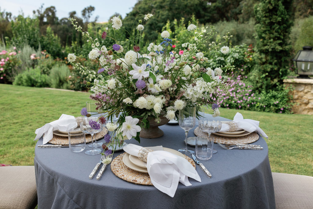 Blue Striped Linen Napkins for Weddings, Dinner - Rustic Table Setting