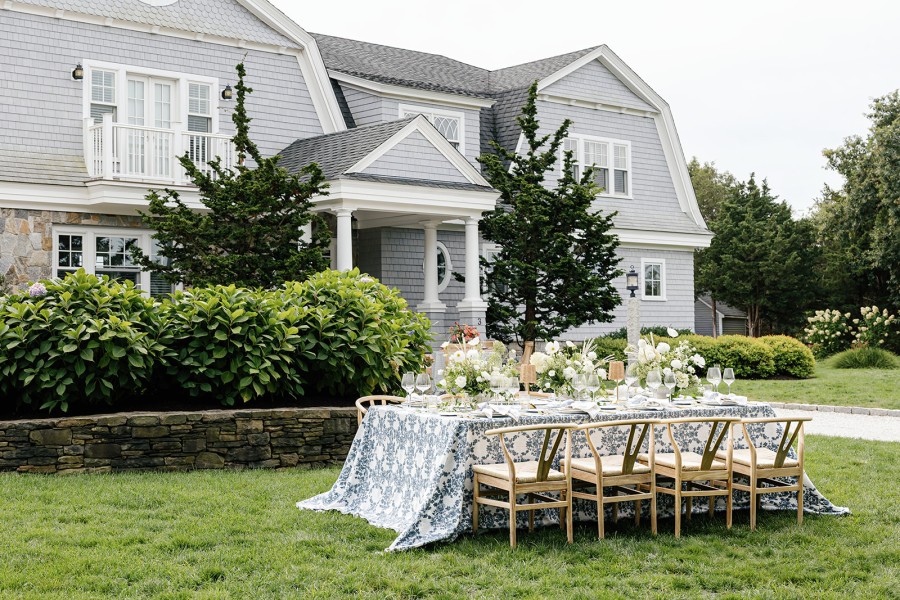 Harbor Point blue linen styled for serenity