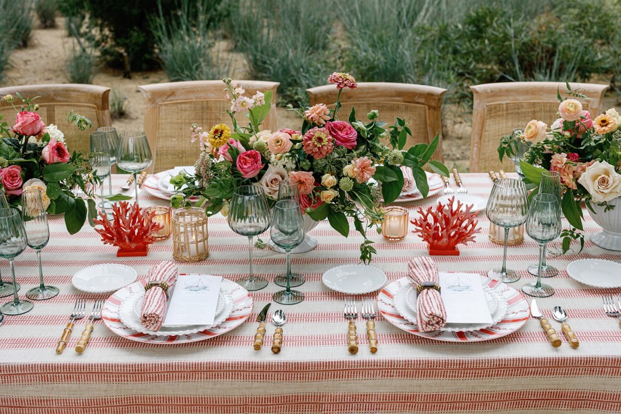 Heritage-style tablescape with Chatham Crimson