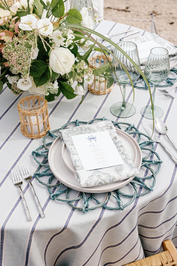 Airy blue tablecloth for ocean-inspired events