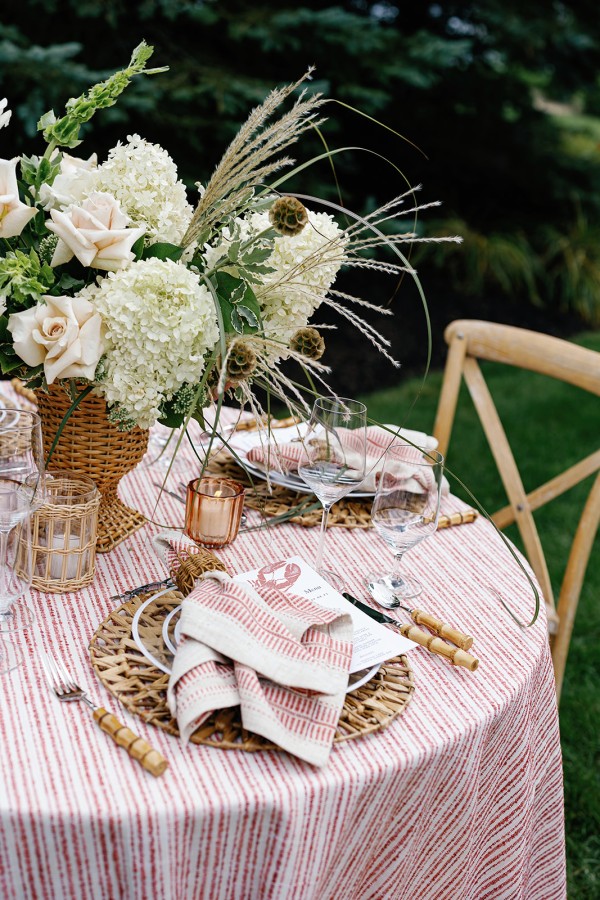 Rich red tablecloth with cranberry undertones
