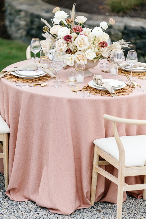 Soft peach linen under afternoon sun