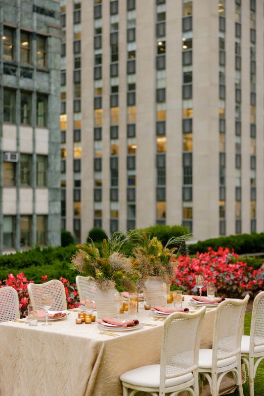 Luxury reception table styled in gold tones