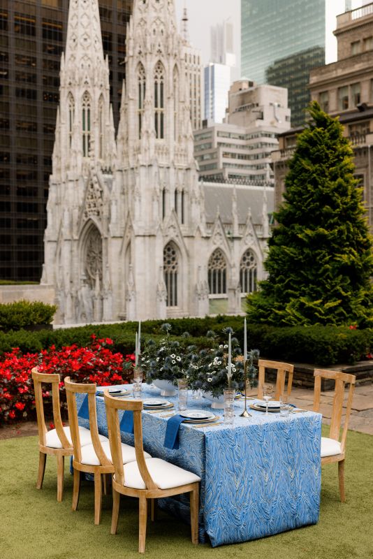 Cobalt blue table linen with luxury metallic sheen