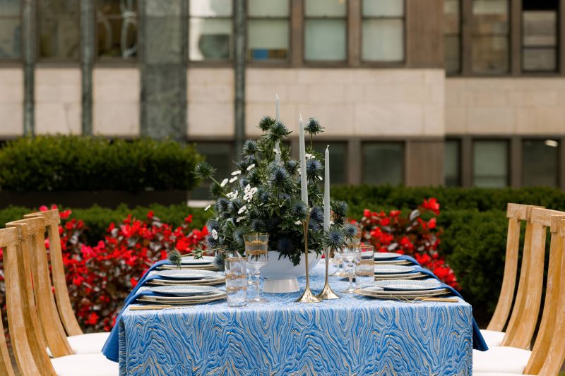 Painterly blue linen inspired by lapis lazuli