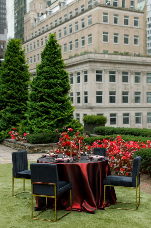 Elegant red linen for holiday or formal dinners