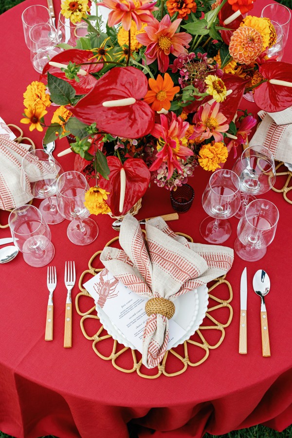 Warm coastal table styled with Sonoma Rouge