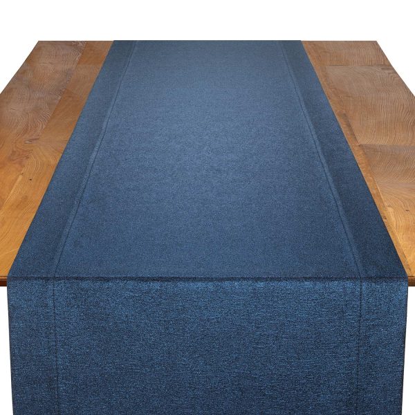 Orly Midnight dark blue metallic table runner with navy tones for modern evening event settings