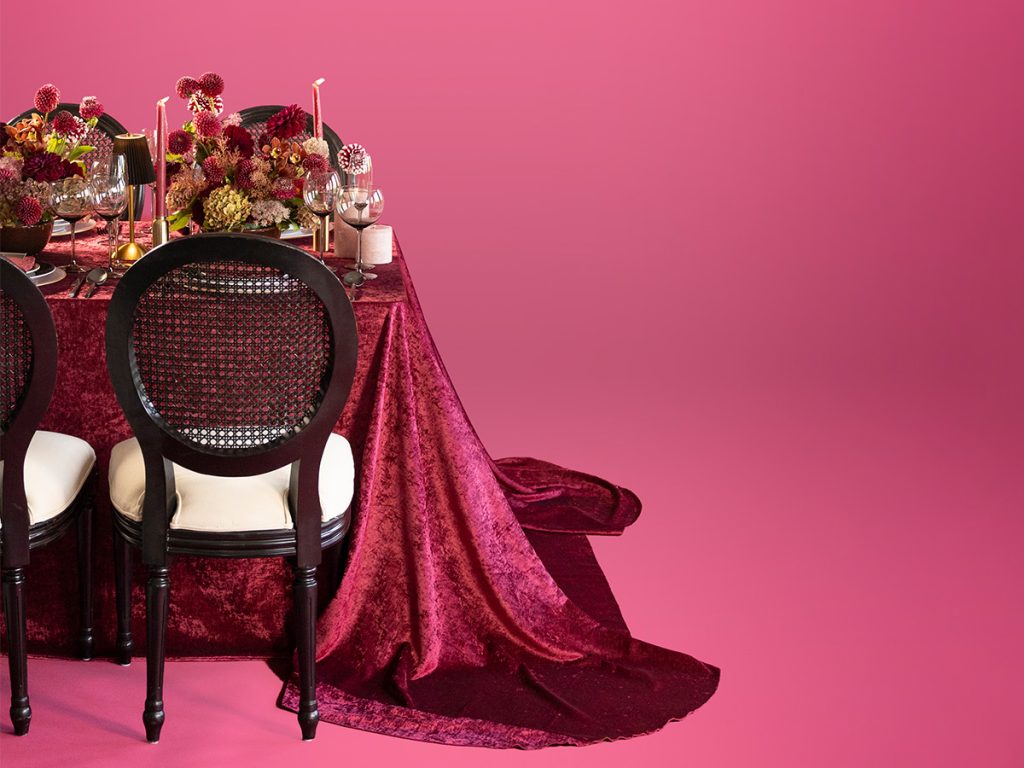 Chenille Garnet Table Linen